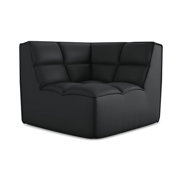 Fekete bőrutánzat kanapé modul Kalai – Makamii-image-2