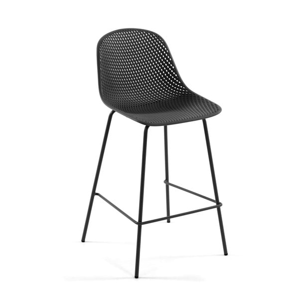 Antracitszürke fém-műanyag kerti bárszék Quinby – Kave Home