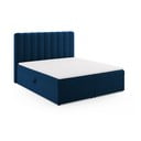 Sötétkék boxspring ágy tárolóhellyel 180x200 cm Gina – Milo Casa