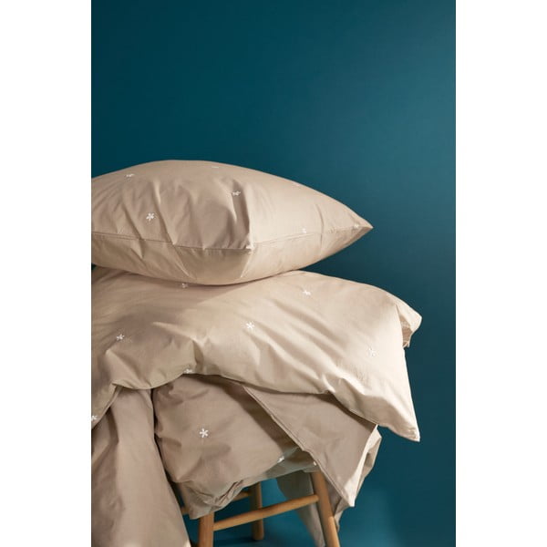 Bézs egyszemélyes pamut-perkál ágyneműhuzat 140x200 cm Daisy – JUNA-image-1