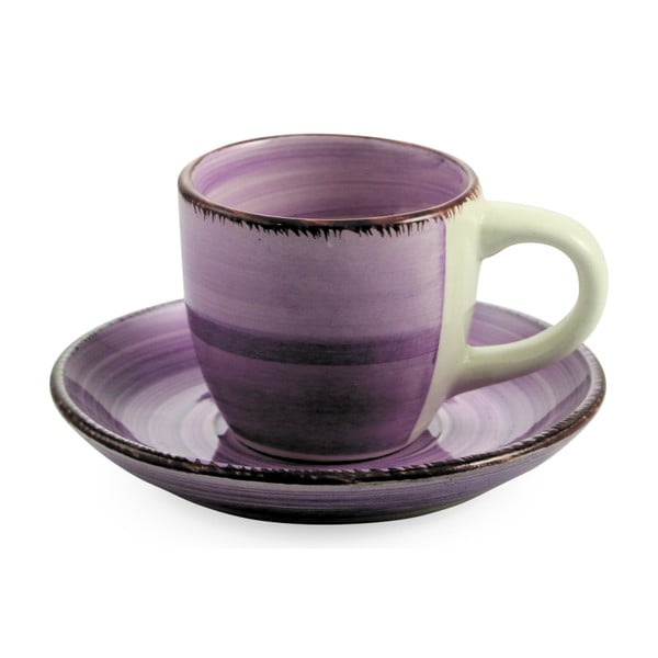 Viola lila csésze és csészealj szett, 6 darab, 90 ml - Villa d'Este