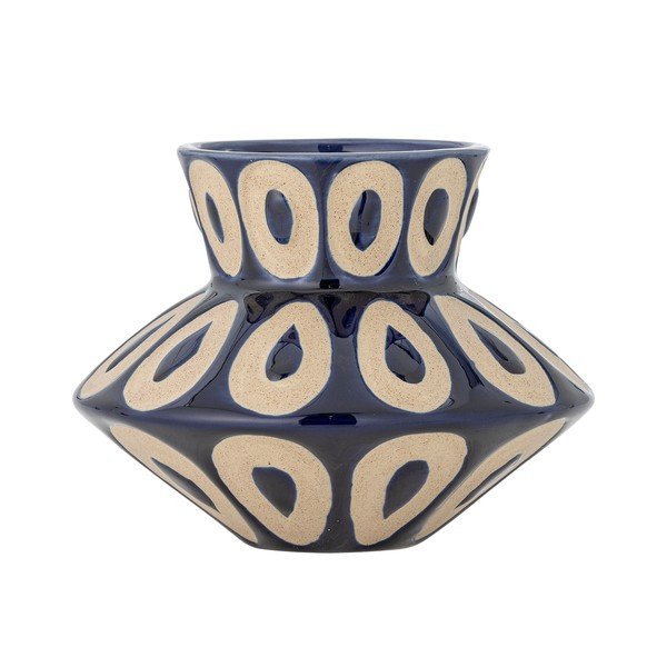 Kék kőedény kézzel készített váza (magasság 12 cm) Bashir – Bloomingville