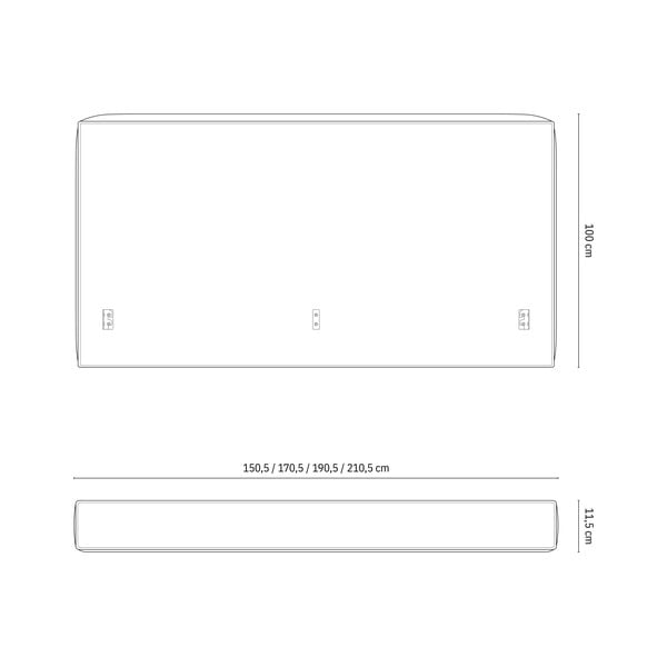 Világosszürke kárpitozott ágytámla 209x100 cm Olivia – Micadoni -image-4