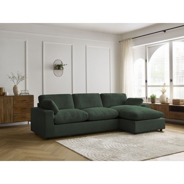 Zöld kordbársony sarokkanapé Belair – Bobochic Paris-image-1