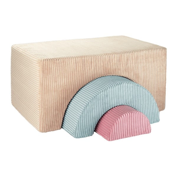 Világosbarna kordbársony habszivacs játszótér 3 db-os magasság 37 cm 75x49 cm Rainbow Montessori – Wigiwama