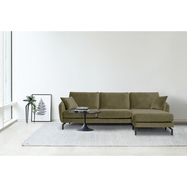 Magic zöld bársony sarokkanapé, jobb oldali - Scandic-image-1