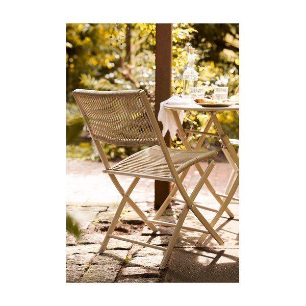 Bézs fém kétszemélyes kerti étkezőgarnitúra Arcas – House Nordic-image-3