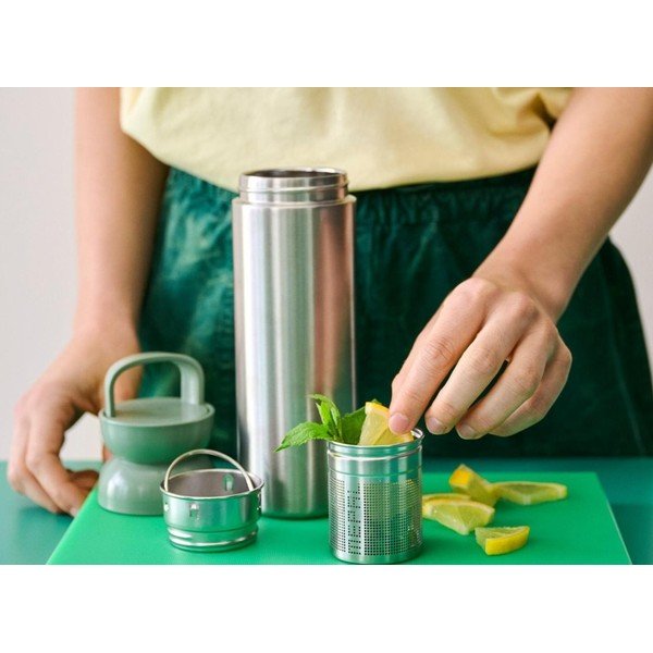 Ezüstszínű-zsályaszínű rozsdamentes acél termopalack 500 ml Ellipse – Mepal-image-1