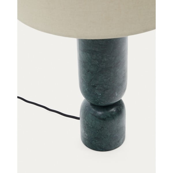 Sötétzöld-bézs márvány asztali lámpa textil búrával (magasság 57 cm) Vex – Kave Home-image-3