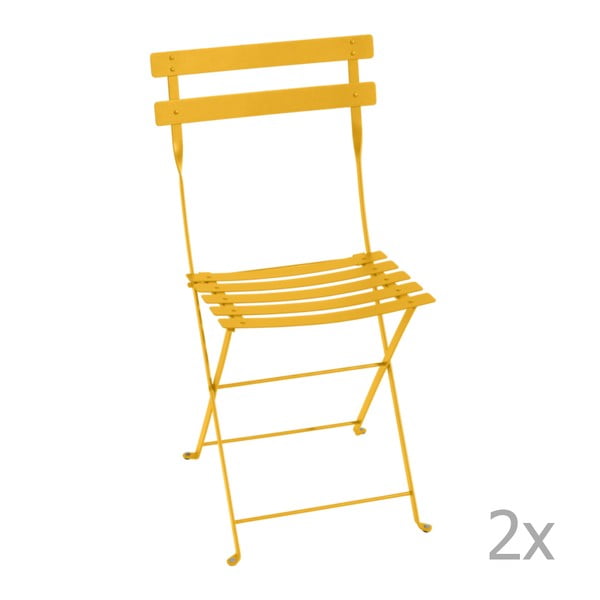 Bistro 2 db-os sárga összecsukható kerti székkészlet - Fermob