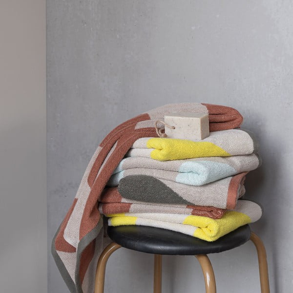 Sárga frottír bio pamut törölköző 50x90 cm Diagonal – Mette Ditmer Denmark-image-3