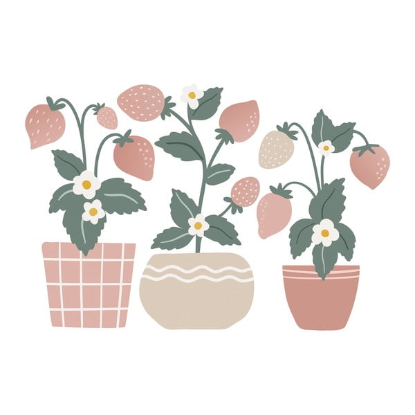 Gyerek matrica szett 3 db-os 50x34 cm Strawberries Plants – Lilipinso