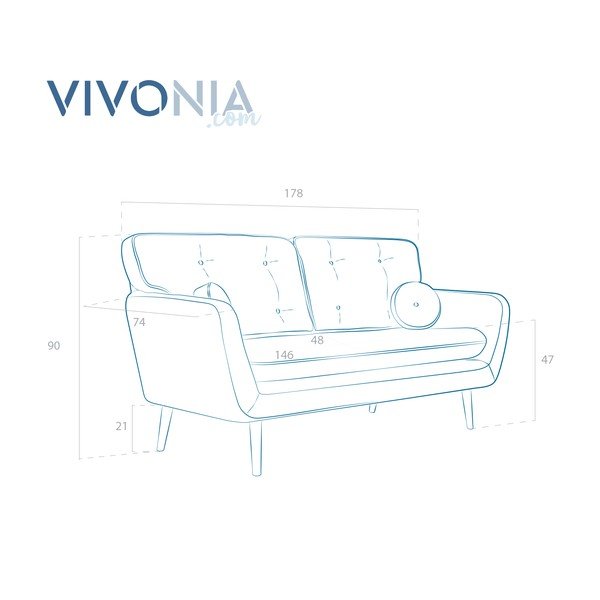 Malva szürke kanapé párnával - Vivonita-image-2
