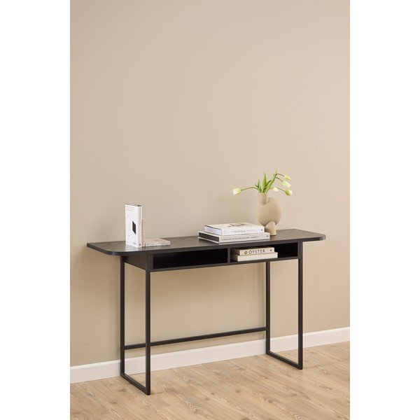 Fekete konzolasztal kőrisfa dekorral 40x140 cm Darlington – Actona-image-1