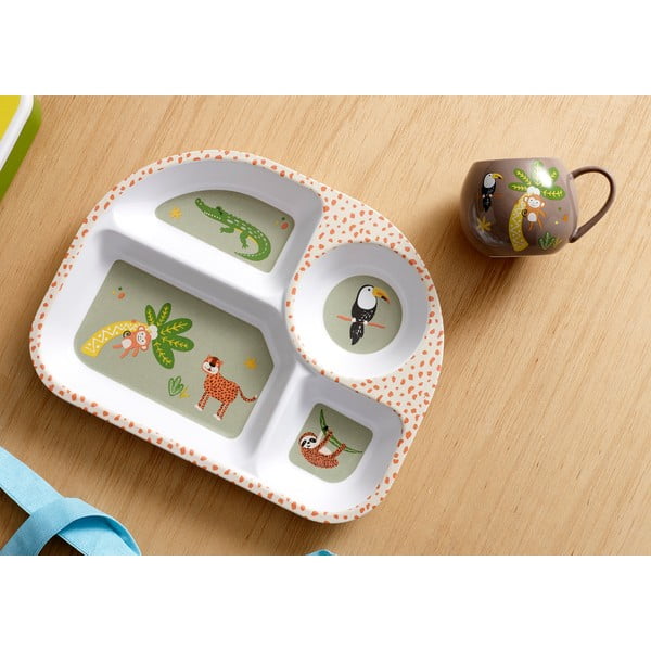 Fehér gyerek tányér 27x21 cm Jungle - Ladelle-image-1