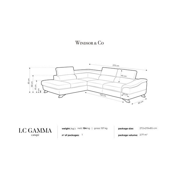 Gamma szürke kihúzható sarokkanapé tárolóval - Windsor & Co Sofas-image-4