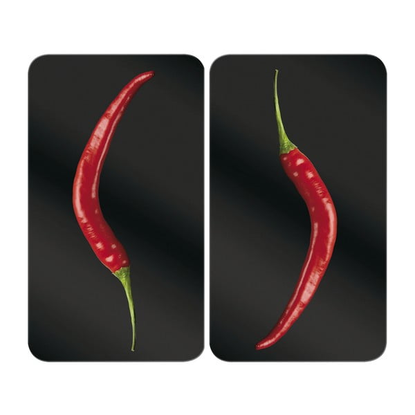 Edzett üveg tűzhely fedőlap szett 2 db-os 30x52 cm Peperoni – Wenko