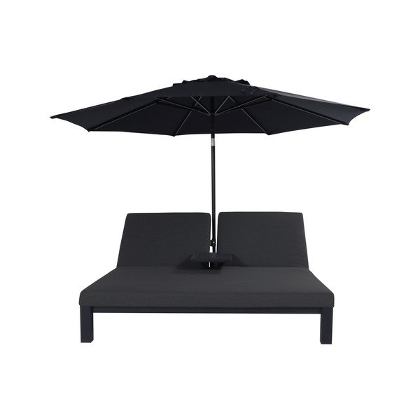Fekete kétszemélyes párnázott kerti napozóágy Eva – Hartman-image-3