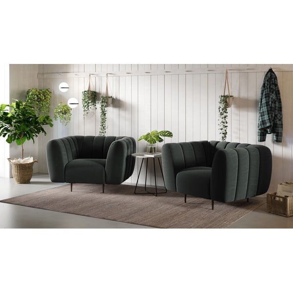 Shel sötétszürke bársony fotel - Ghado-image-1