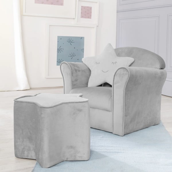 Világosszürke bársony gyerek fotel Lil Sofa – Roba-image-1