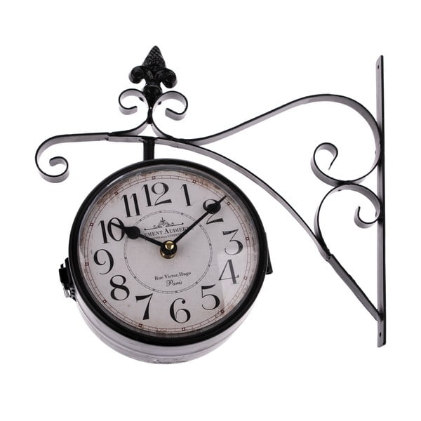 Fekete kétoldalas függő óra, szélesség 31 cm - Dakls