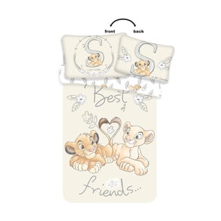 Világossárga pamut gyerek ágyneműhuzat babaágyhoz 100x135 cm Lion King "Best Friends" – Jerry Fabrics