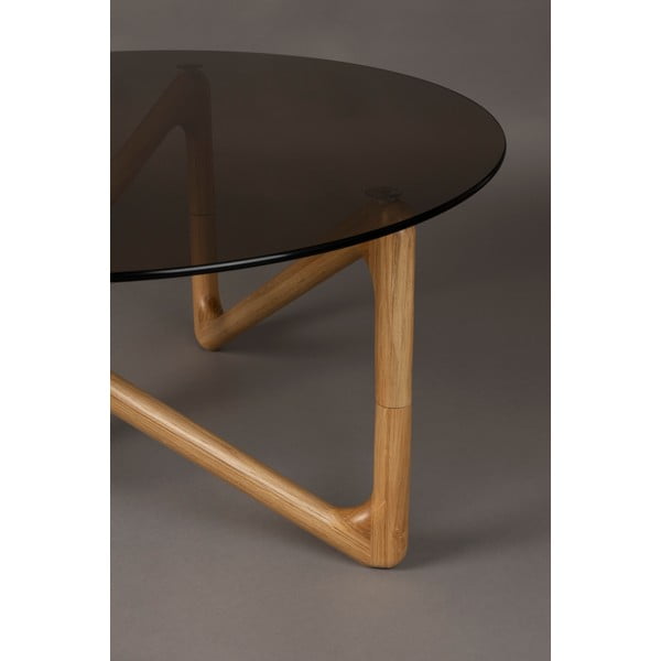 Natúr színű kerek dohányzóasztal üveg asztallappal ø 80 cm Naia – Dutchbone-image-3