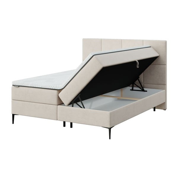 Bézs ágyneműtartós boxspring ágy 160x200 cm Bufo – MESONICA-image-2