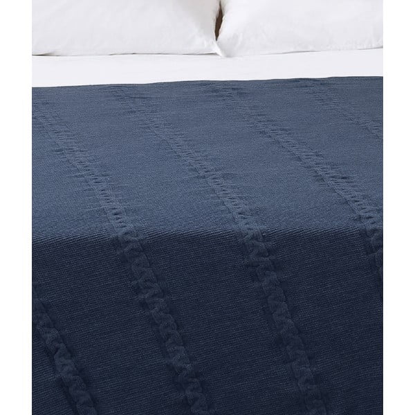 Sötétkék pamut ágytakaró franciaágyra 200x220 cm Trenza – Oyo Concept