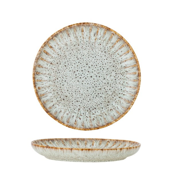 Kék-bézs szervírozó kőedény tányér ø 17 cm Fleur – Bloomingville-image-3