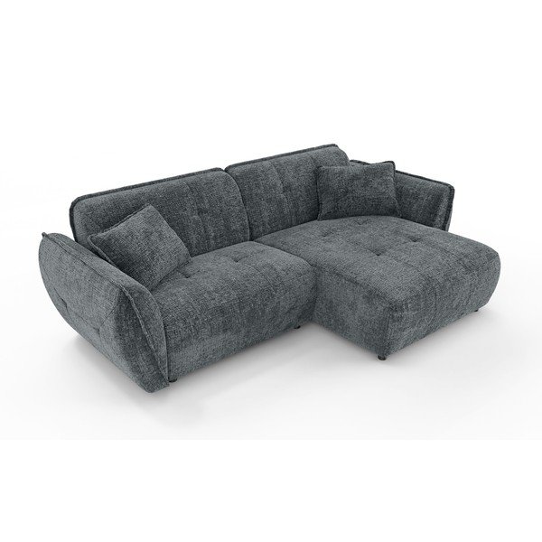 Sötétszürke zsenília sarokkanapé (jobb oldali-heverő résszel) Nelia – Ropez-image-2