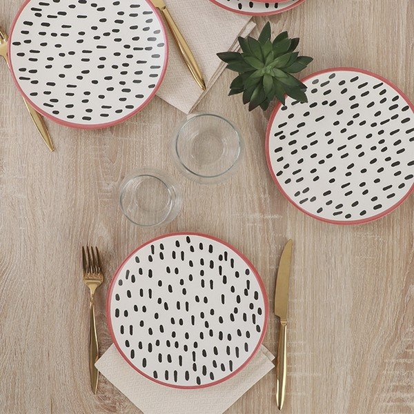 Brush Dots 6 db-os kerámia desszertes tányér szett, 20 cm - My Ceramic-image-1