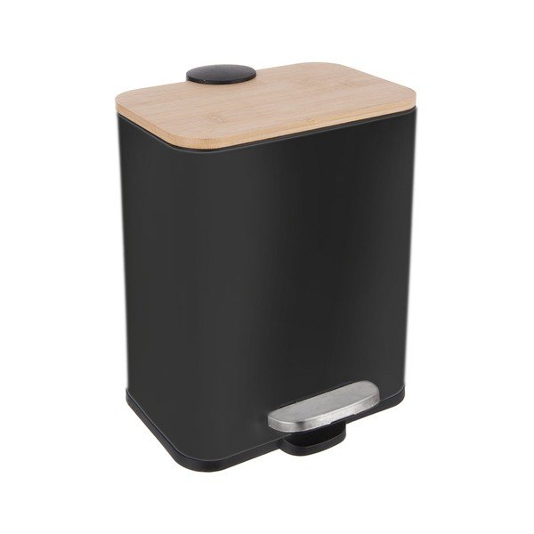 Fekete rozsdamentes acél pedálos szemetes 5 l Black – Orion