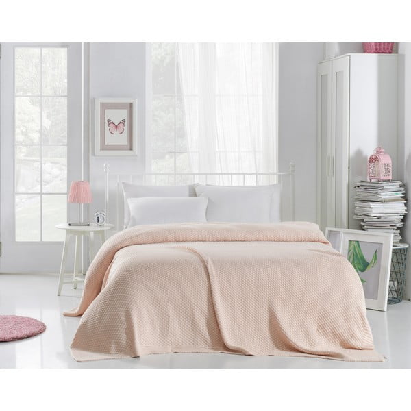 Silvi világos rózsaszín pamut ágytakaró, 220 x 240 cm - Homemania Decor