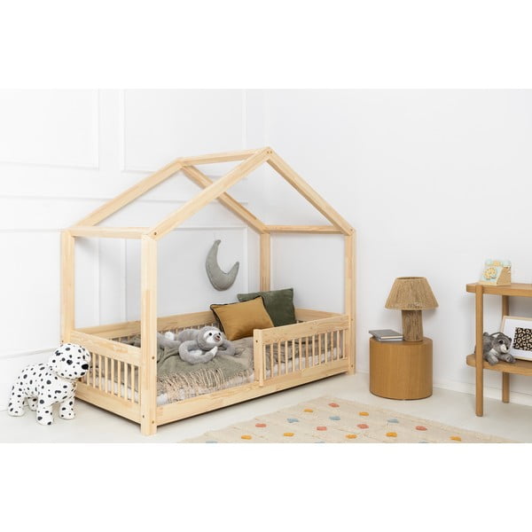 Natúr színű házikó alakú borovi fenyő gyerekágy 120x200 cm Mila RMW – Adeko-image-1