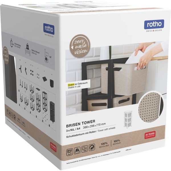 Fekete-szürke műanyag gurulós polcos állvány 30x77 cm Brisen – Rotho-image-4