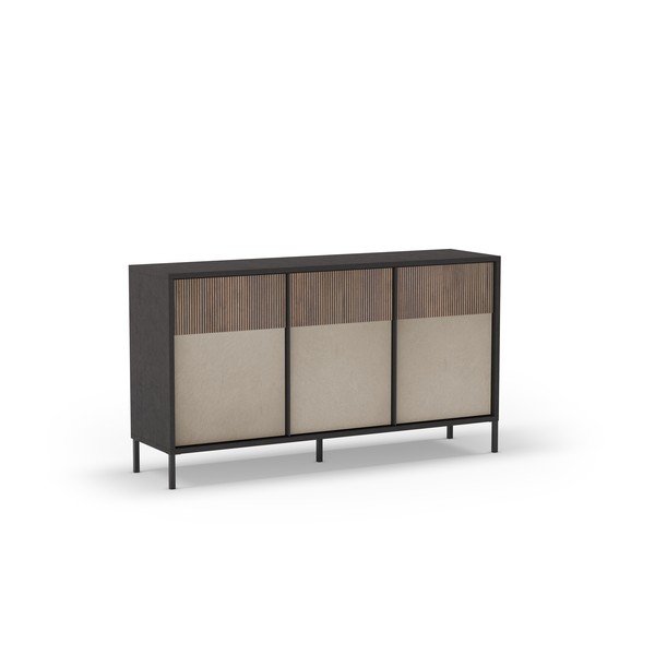 Antracitszürke-világosbarna alacsony komód 156x86 cm Amalia – Marckeric-image-2