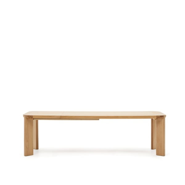Natúr színű bővíthető étkezőasztal tölgyfa dekoros asztallappal 100x200 cm Jondal – Kave Home-image-3