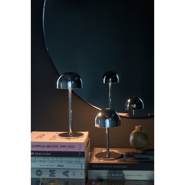 Ezüstszínű LED asztali lámpa távirányítóval, fém búrával (magasság 30 cm) Tim – Sirius-image-3