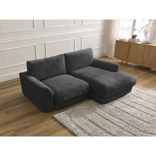 Fekete zsenília sarokkanapé (jobb oldali-heverő résszel) Leonore – Bobochic Paris-image-3