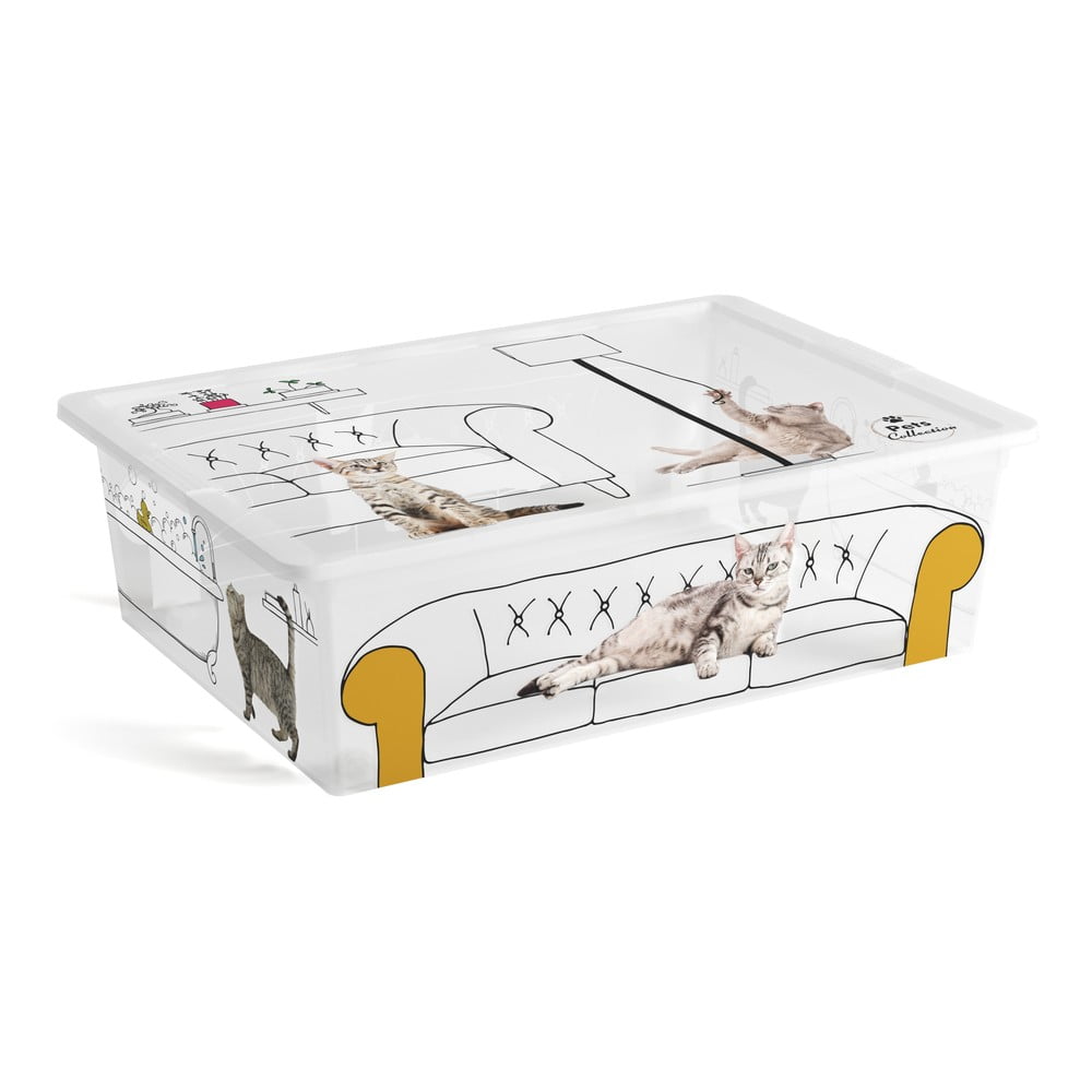 Fehér fedeles műanyag tárolódoboz 55x39x16 cm C Box Style KIS