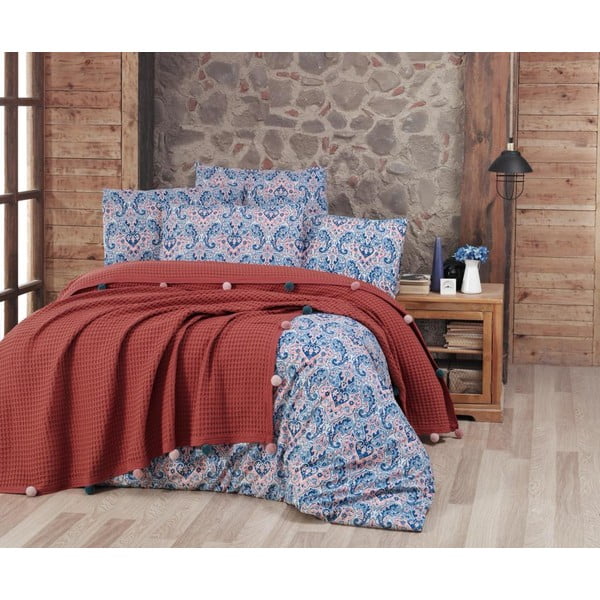 Téglavörös kétszemélyes pamut ágytakaró 200x240 cm – Mila Home