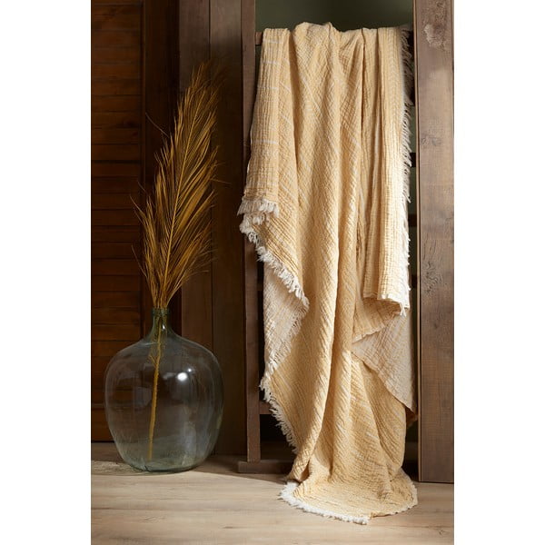 Sárga muszlin ágytakaró franciaágyra 220x240 cm Etno - Mijolnir-image-2