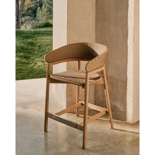 Natúr színű tömörfa kerti bárszék Arinella – Kave Home-image-1