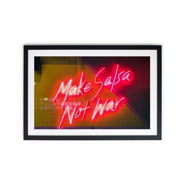 Salsa Not War plakát afrikai fűzfa kerettel, 40 x 30 cm - Really Nice Things