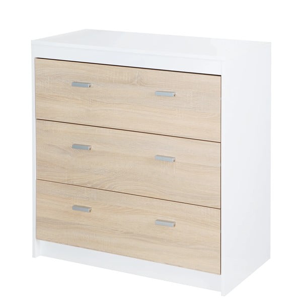 Fehér-natúr színű magas gyerek komód pelenkázó feltéttel tölgyfa dekorral 89x98 cm Gabriella – Roba-image-2