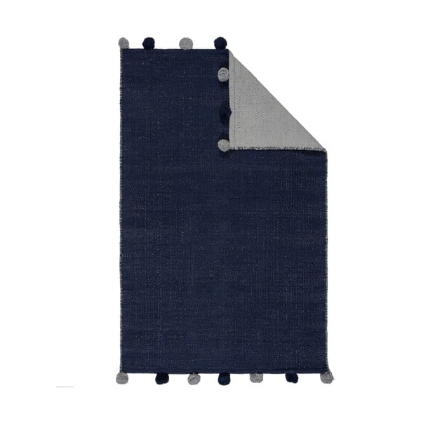 Sötétkék pamut gyerek szőnyeg 100x150 cm Pom Edge Reversible – Flair Rugs