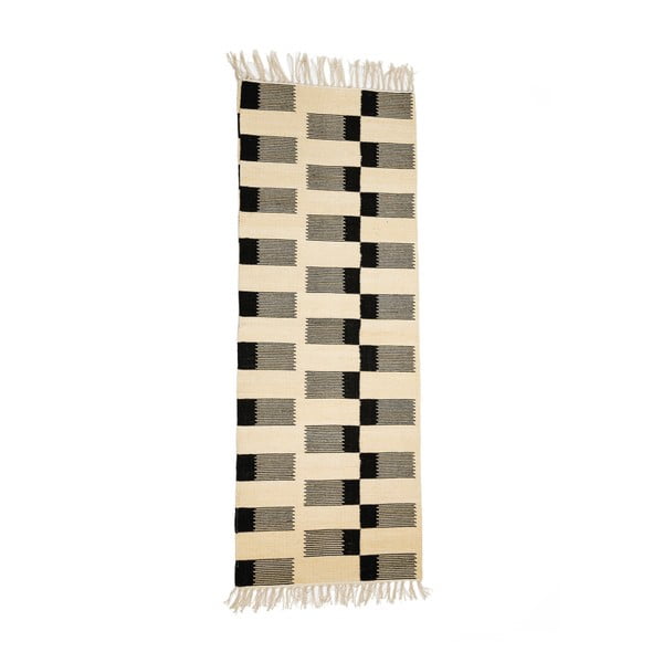 Geometrico fekete-fehér pamutszőnyeg, 140 x 70 cm - Simla