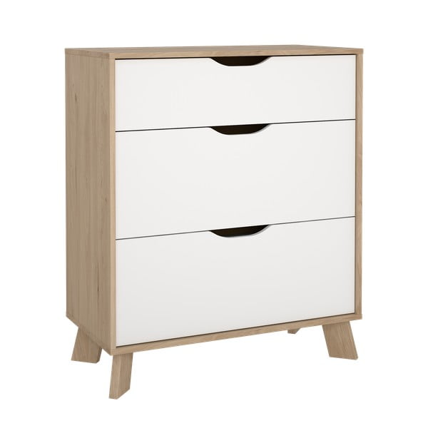 Fehér-natúr színű komód tölgyfa dekorral 79x92x40 cm Ikast – Tvilum-image-4