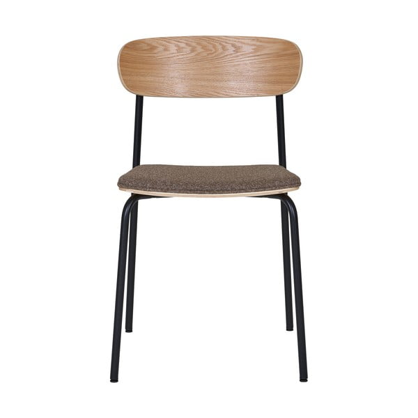 Fekete-barna rakásolható étkezőszék kőrisfa dekorral Estepona – House Nordic-image-3